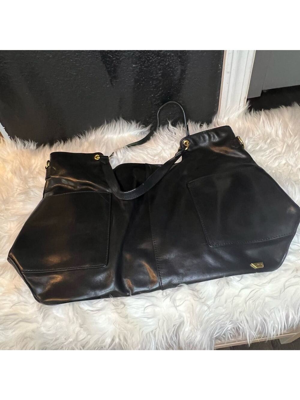 BeCa by Joy Gryson Black Nickel Black Leather Shoulder Bag